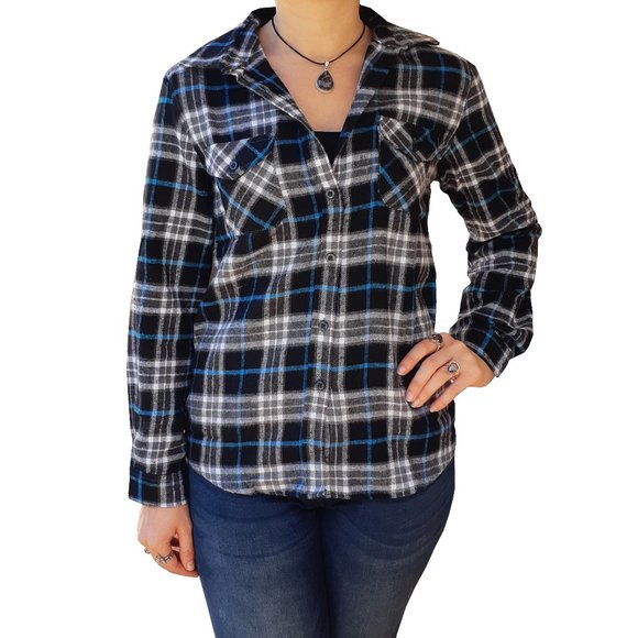 Black and Blue Women's Flannel - Picture 1 of 6